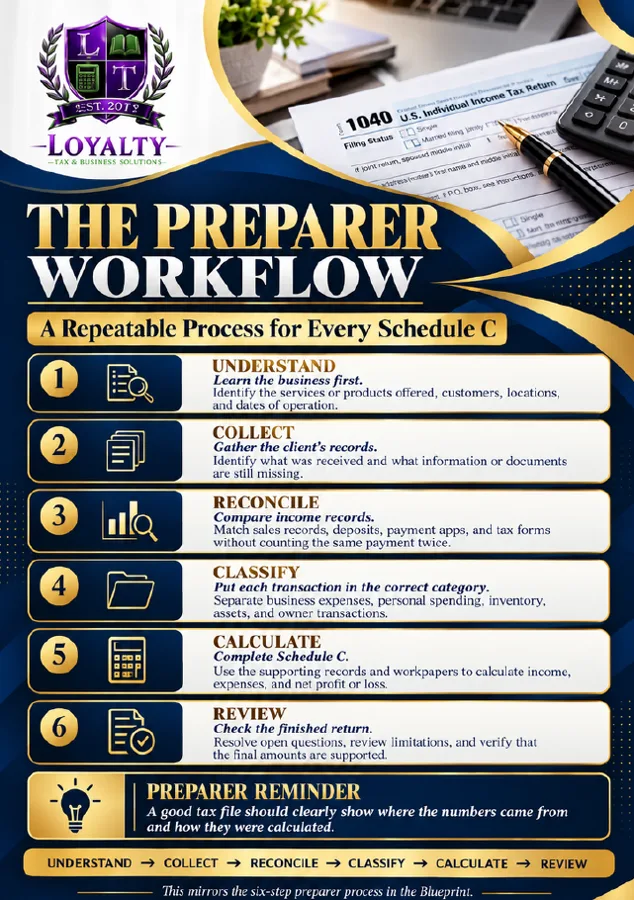 Sample page: The Preparer Workflow